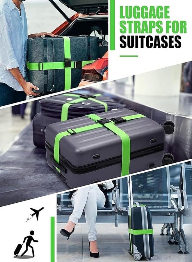 Rasdion Luggage Strap | Luggage Belt for Suitcase & Trolley Bags | Travel Belt with Quick Release Adjustable Buckle for Suitcase (4 Pcs, Green) - Image 3